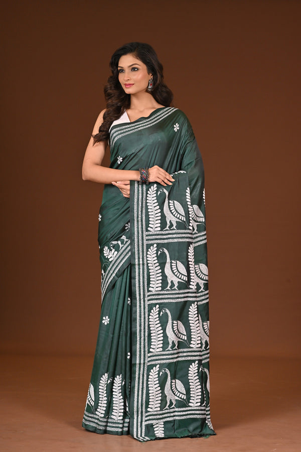 BLENDED SILK KANTHA SAREE