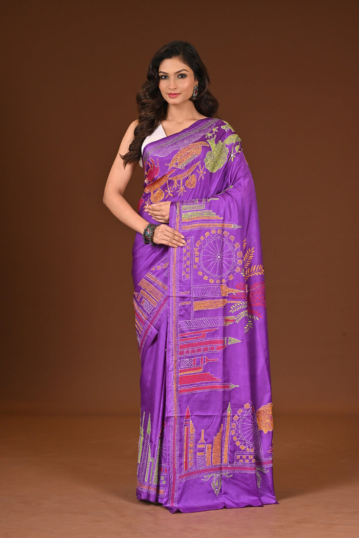 BLENDED SILK KANTHA SAREE