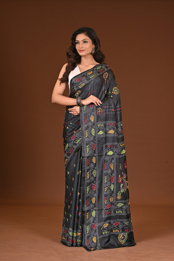 BLENDED SILK KANTHA SAREE