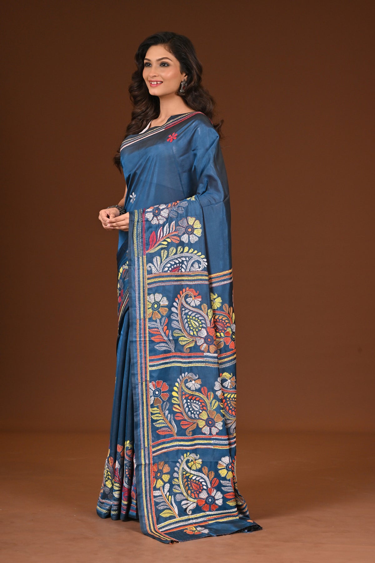 BLENDED SILK KANTHA SAREE