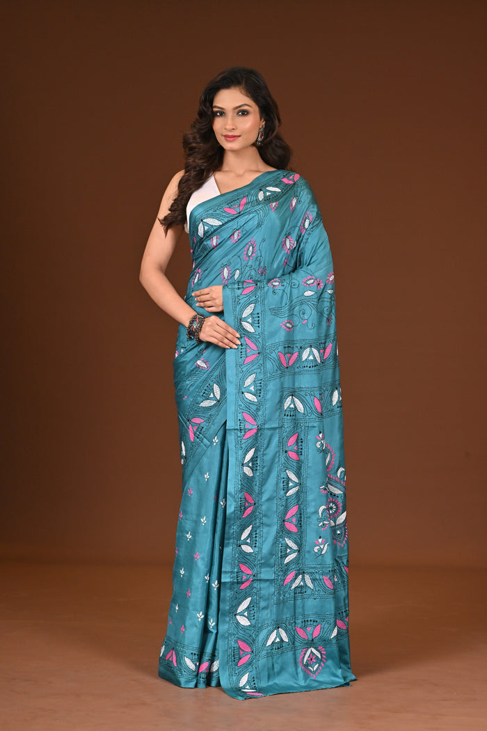 BLENDED SILK KANTHA SAREE