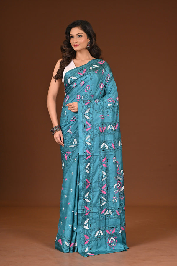 BLENDED SILK KANTHA SAREE
