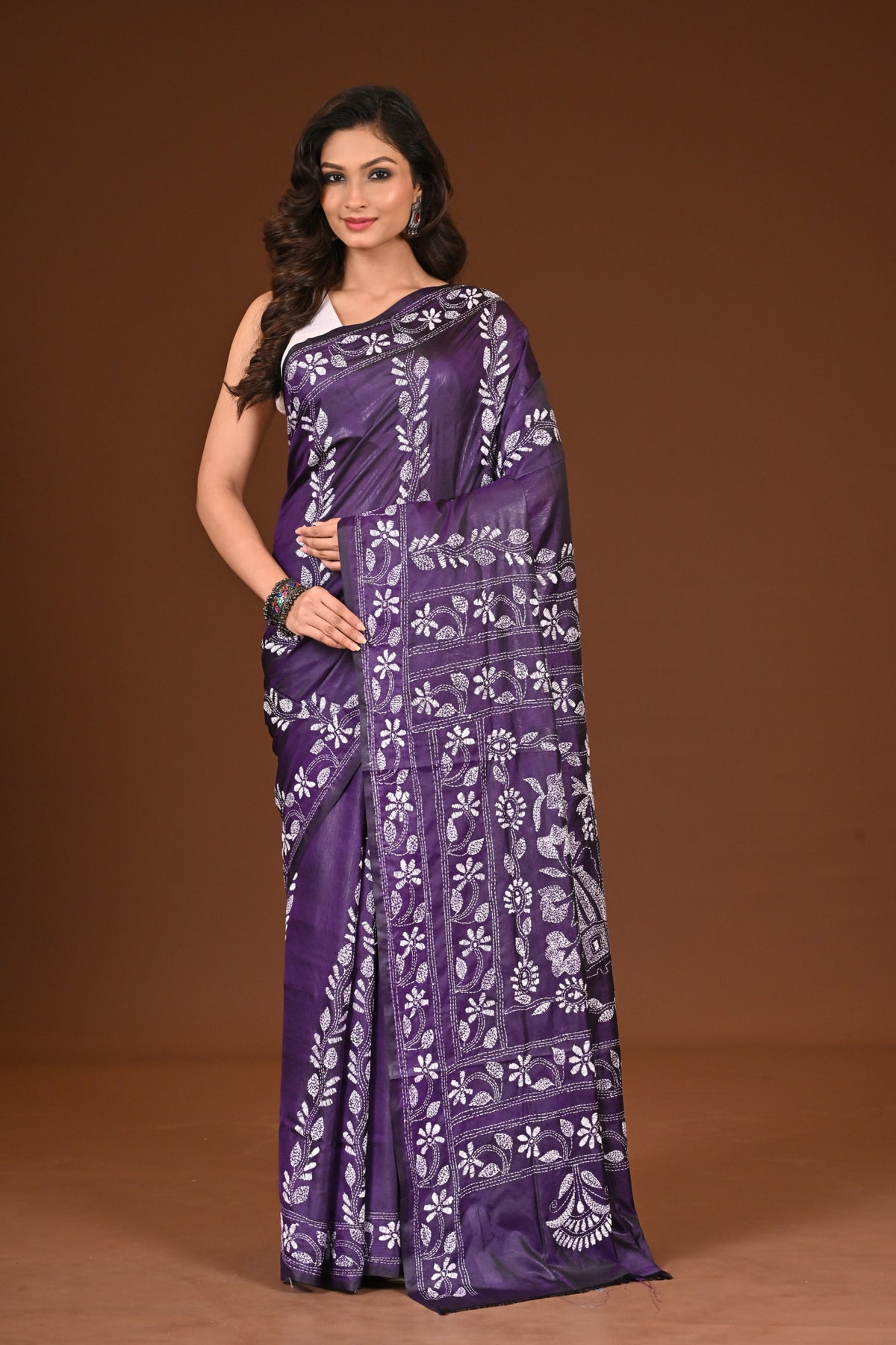 BLENDED SILK KANTHA SAREE
