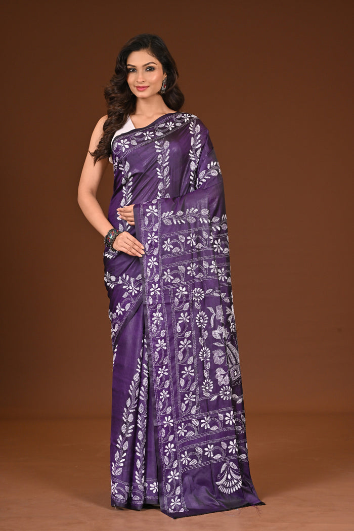 BLENDED SILK KANTHA SAREE