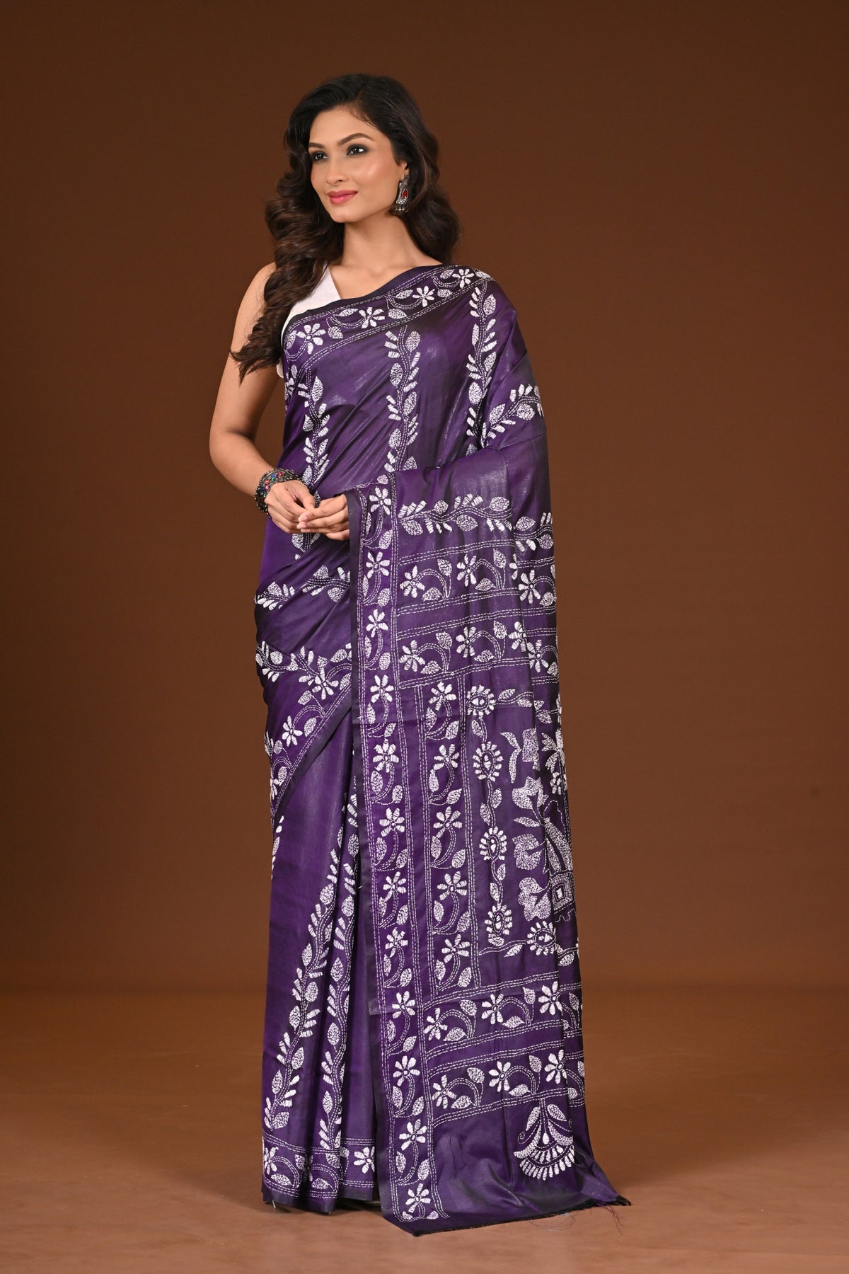BLENDED SILK KANTHA SAREE
