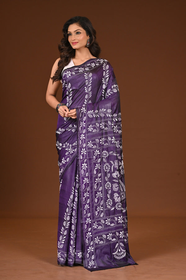 BLENDED SILK KANTHA SAREE