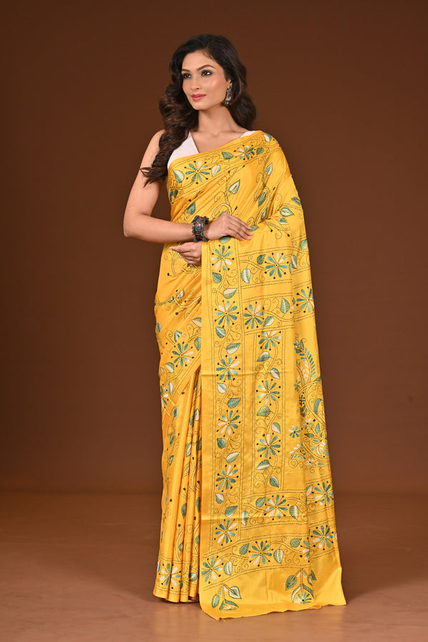 BLENDED SILK KANTHA SAREE