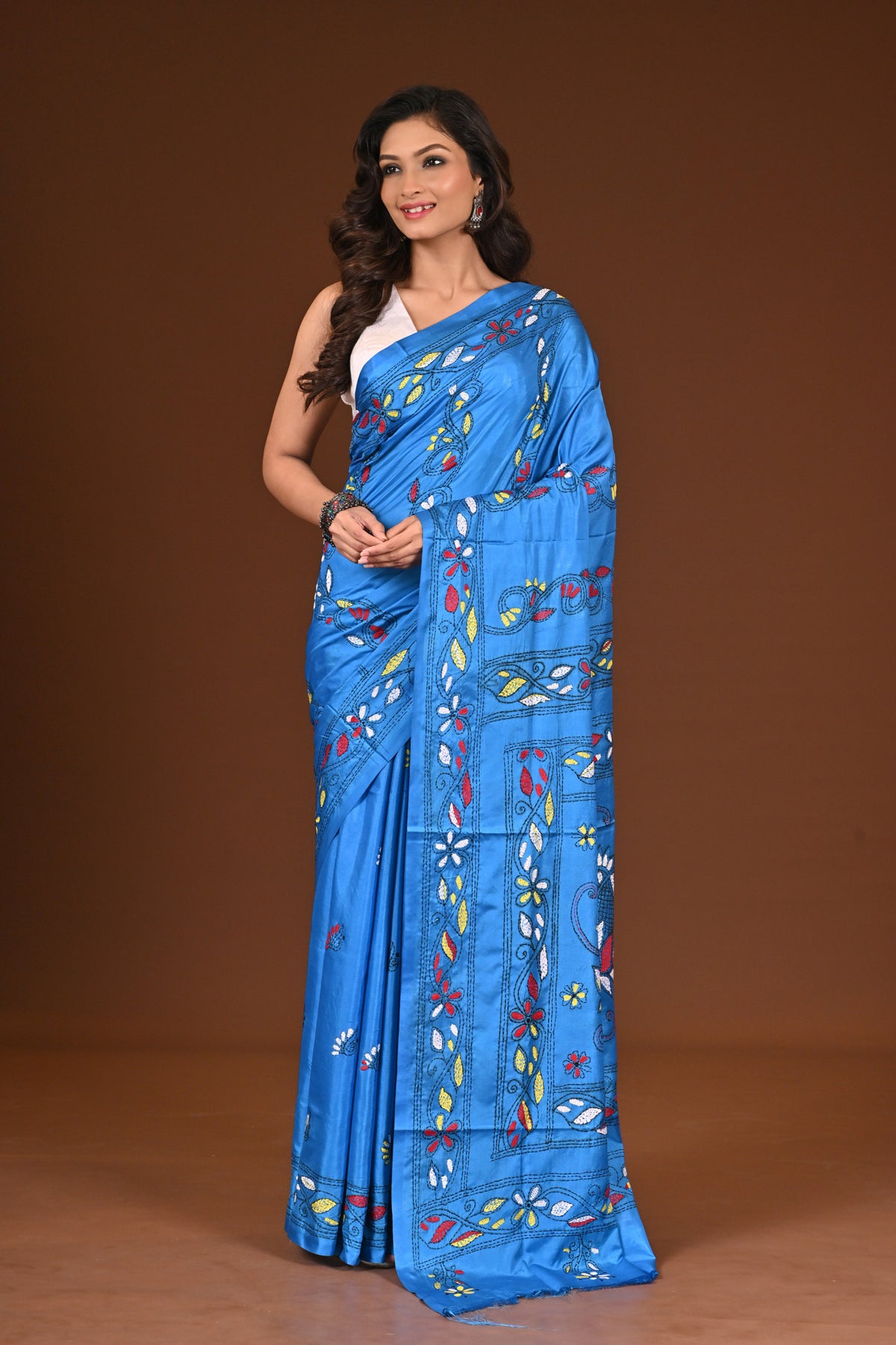 BLENDED SILK KANTHA SAREE