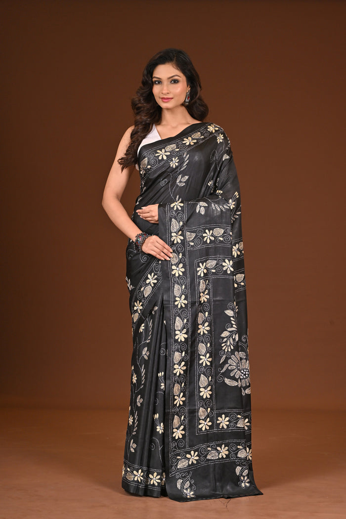 BLENDED SILK KANTHA SAREE