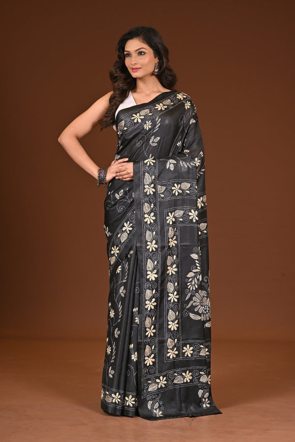 BLENDED SILK KANTHA SAREE
