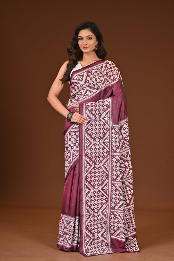 BLENDED SILK KANTHA SAREE