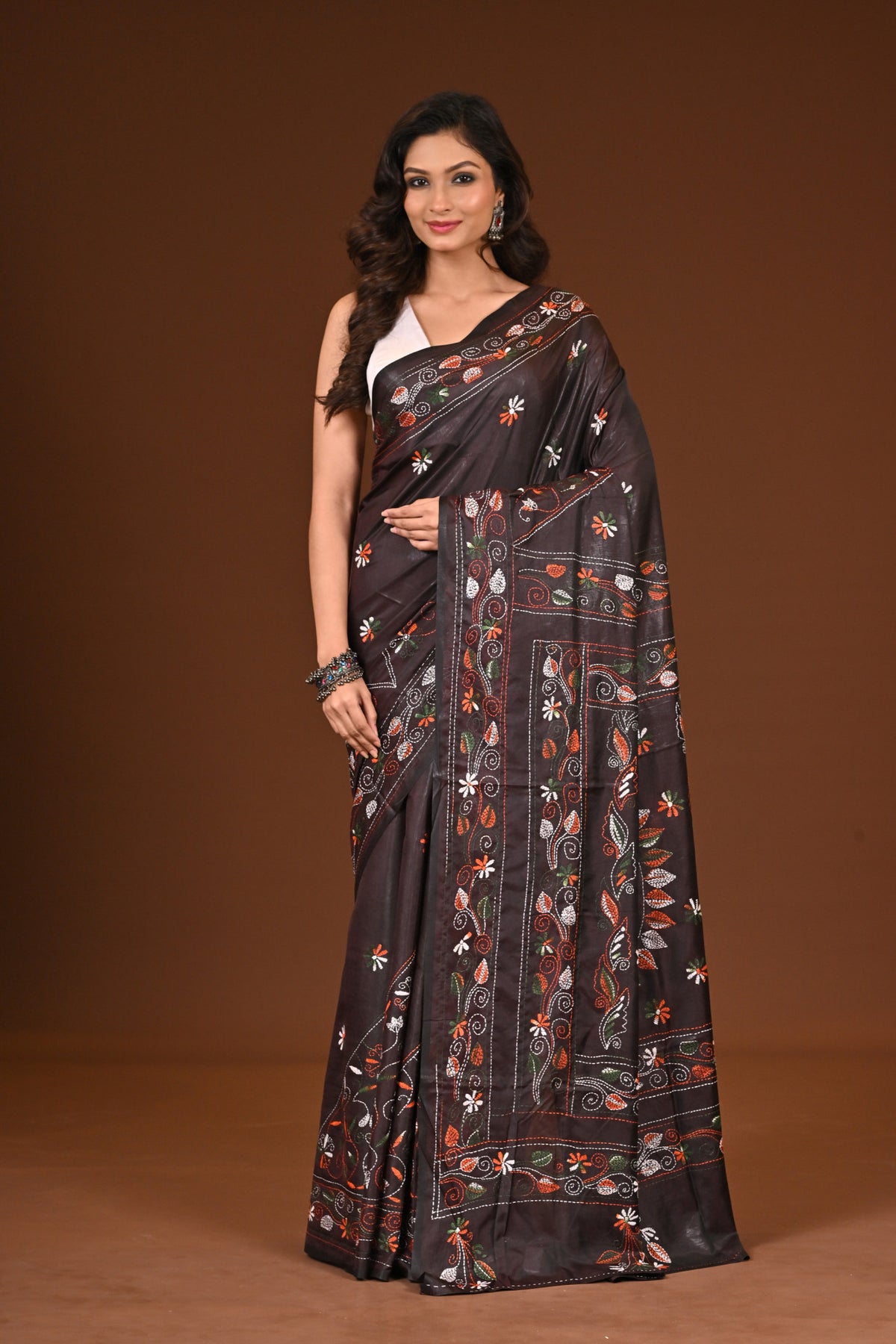 BLENDED SILK KANTHA SAREE