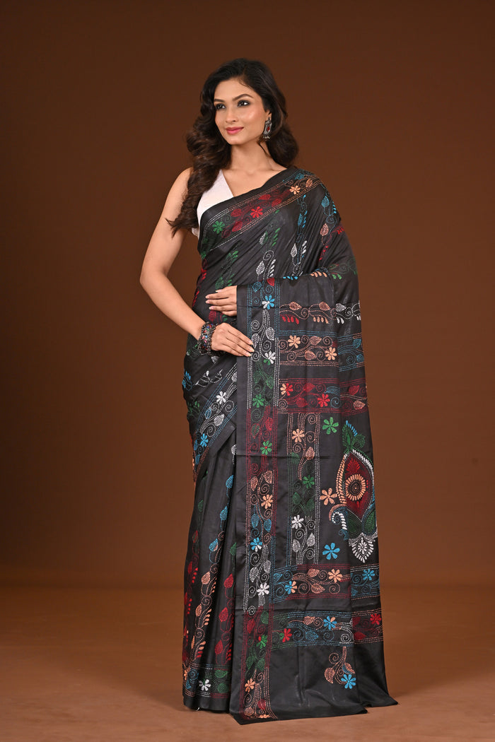 BLENDED SILK KANTHA SAREE