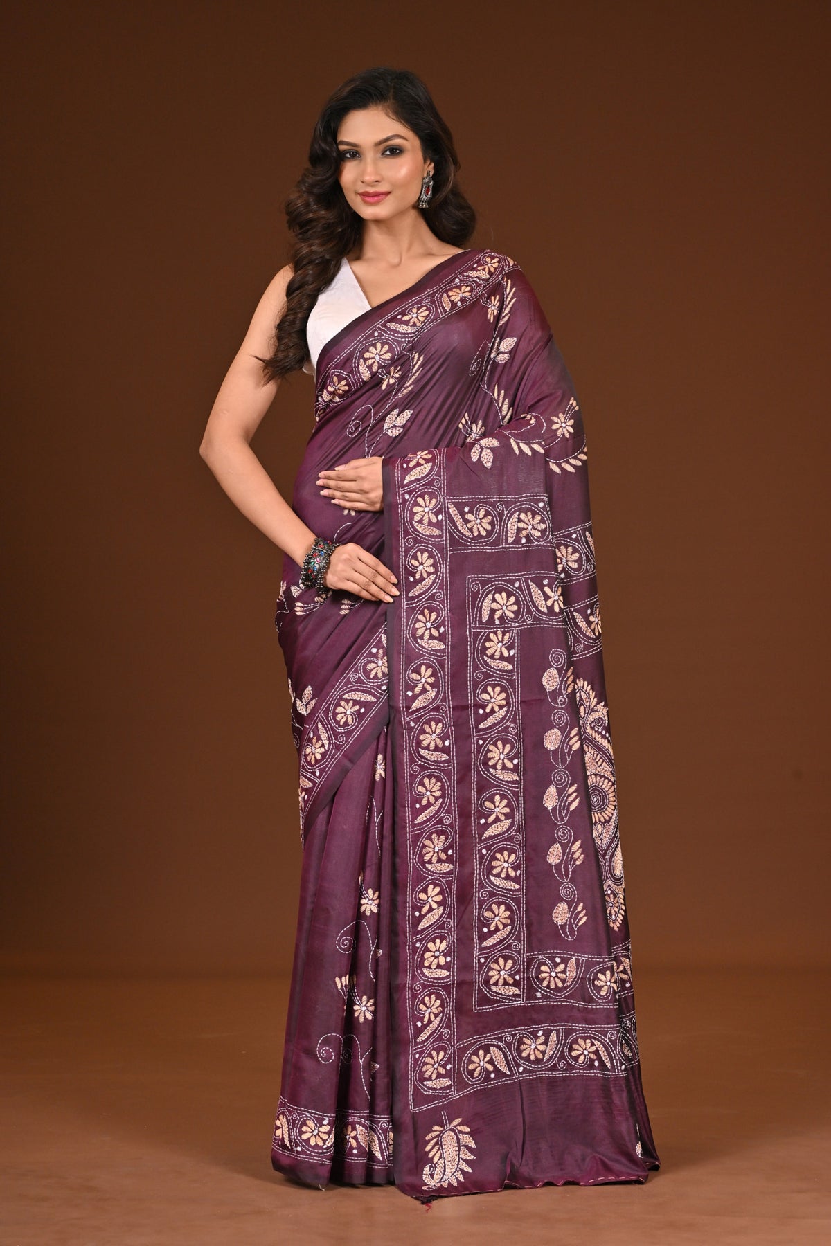BLENDED SILK KANTHA SAREE