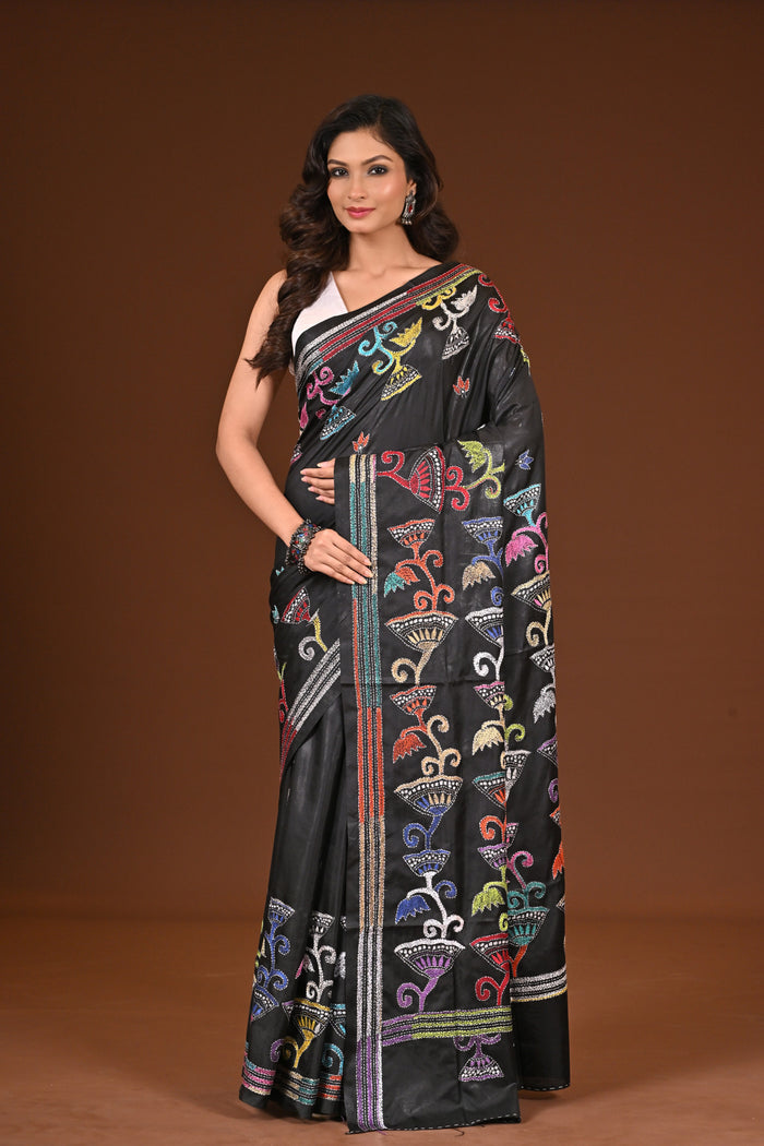 BLENDED SILK KANTHA SAREE