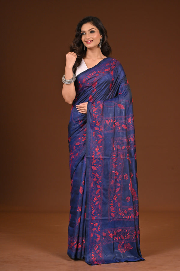 BLENDED SILK KANTHA SAREE