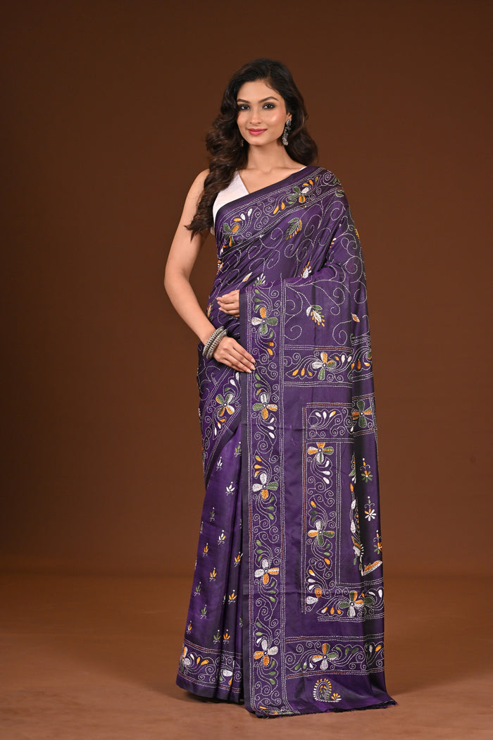 BLENDED SILK KANTHA SAREE