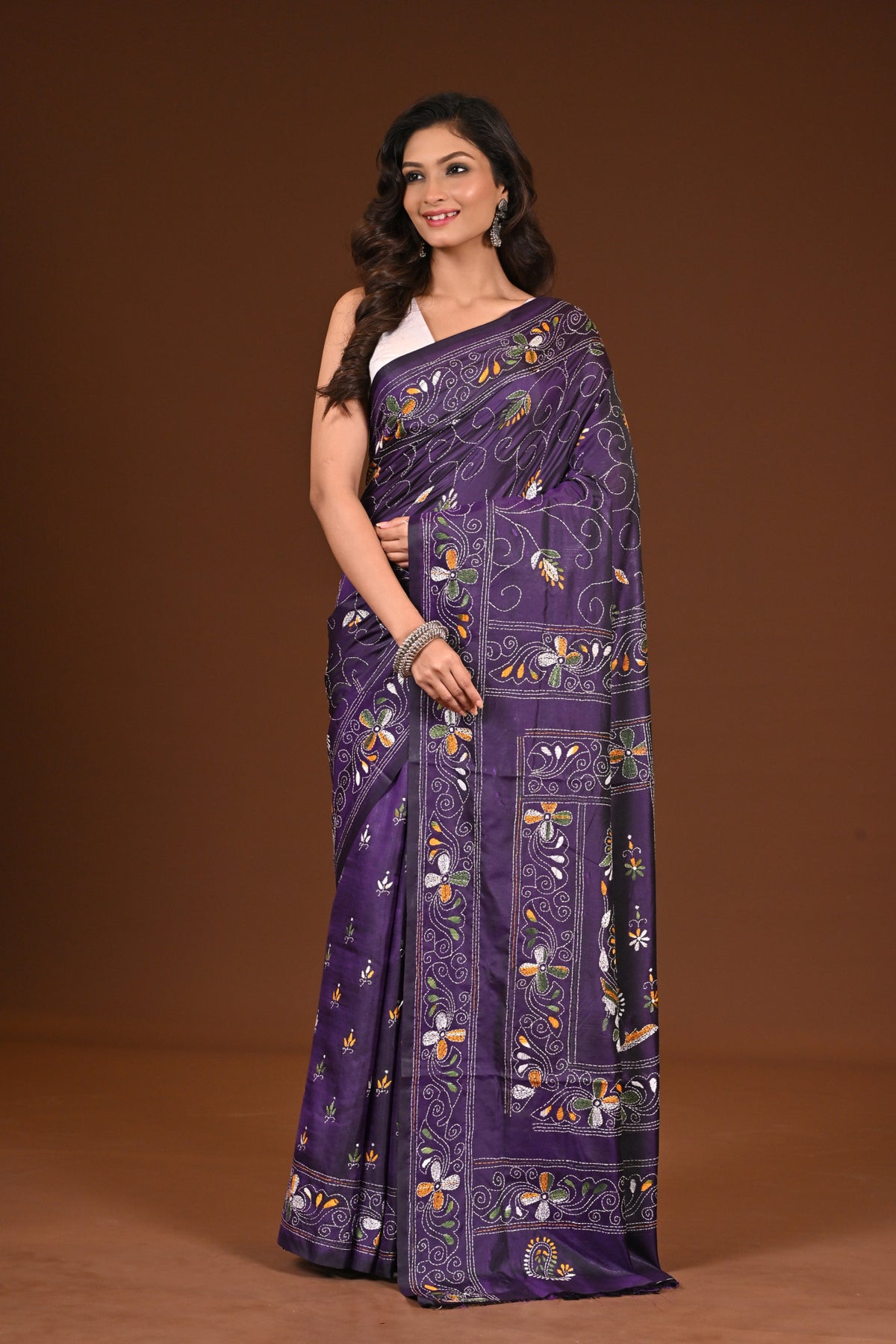 BLENDED SILK KANTHA SAREE