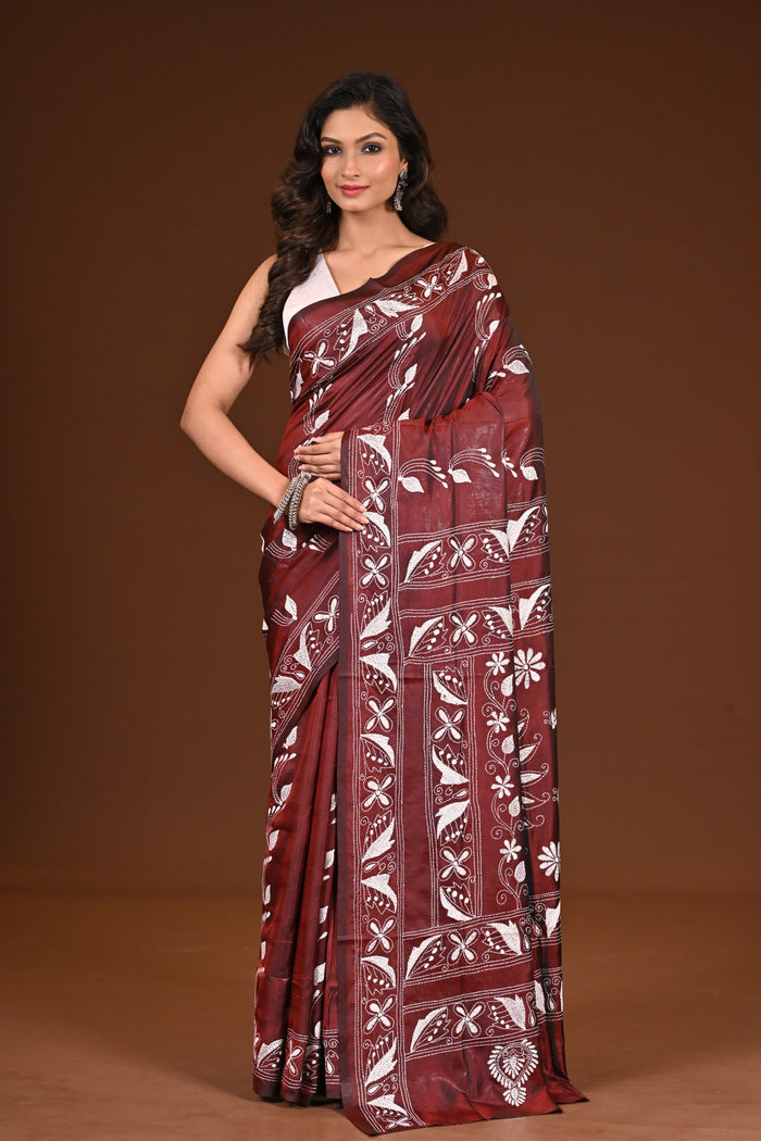 BLENDED SILK KANTHA SAREE