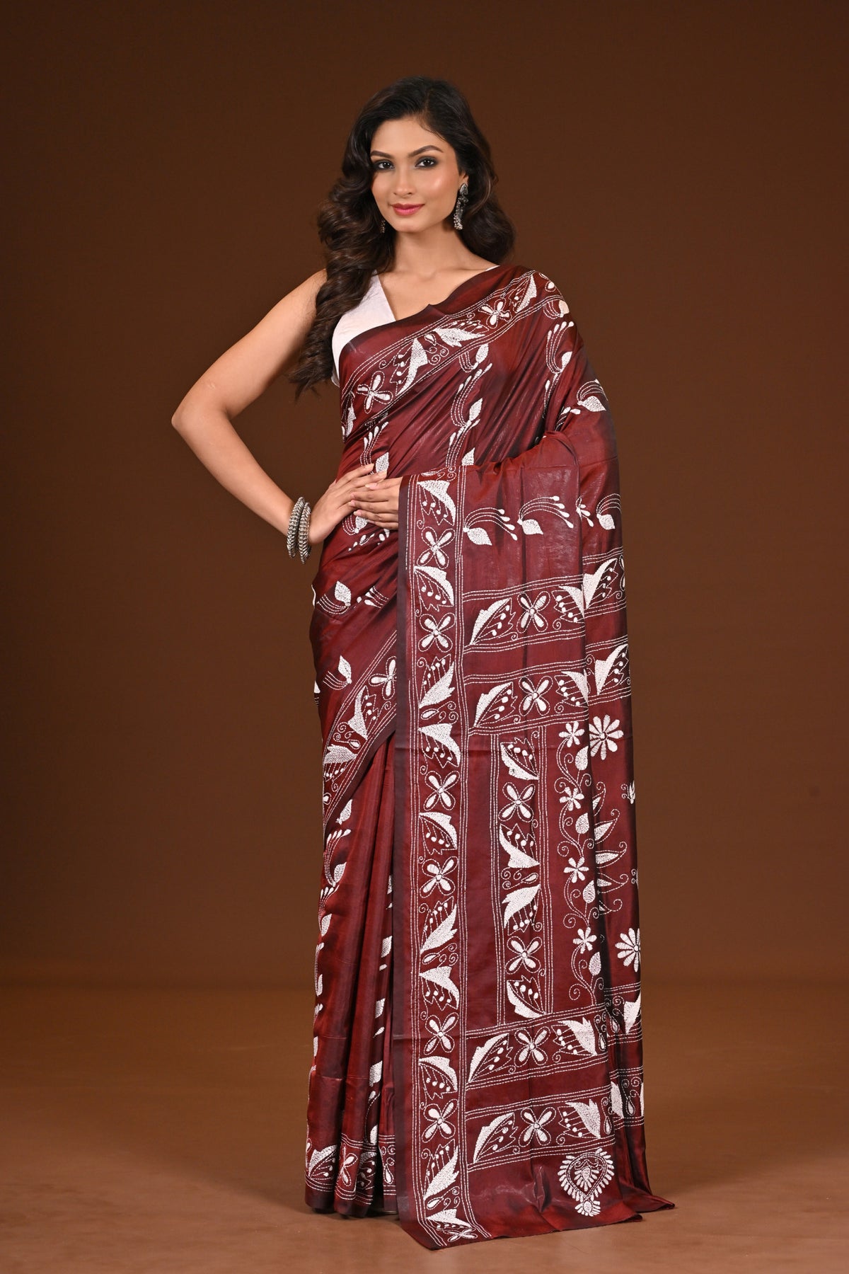 BLENDED SILK KANTHA SAREE