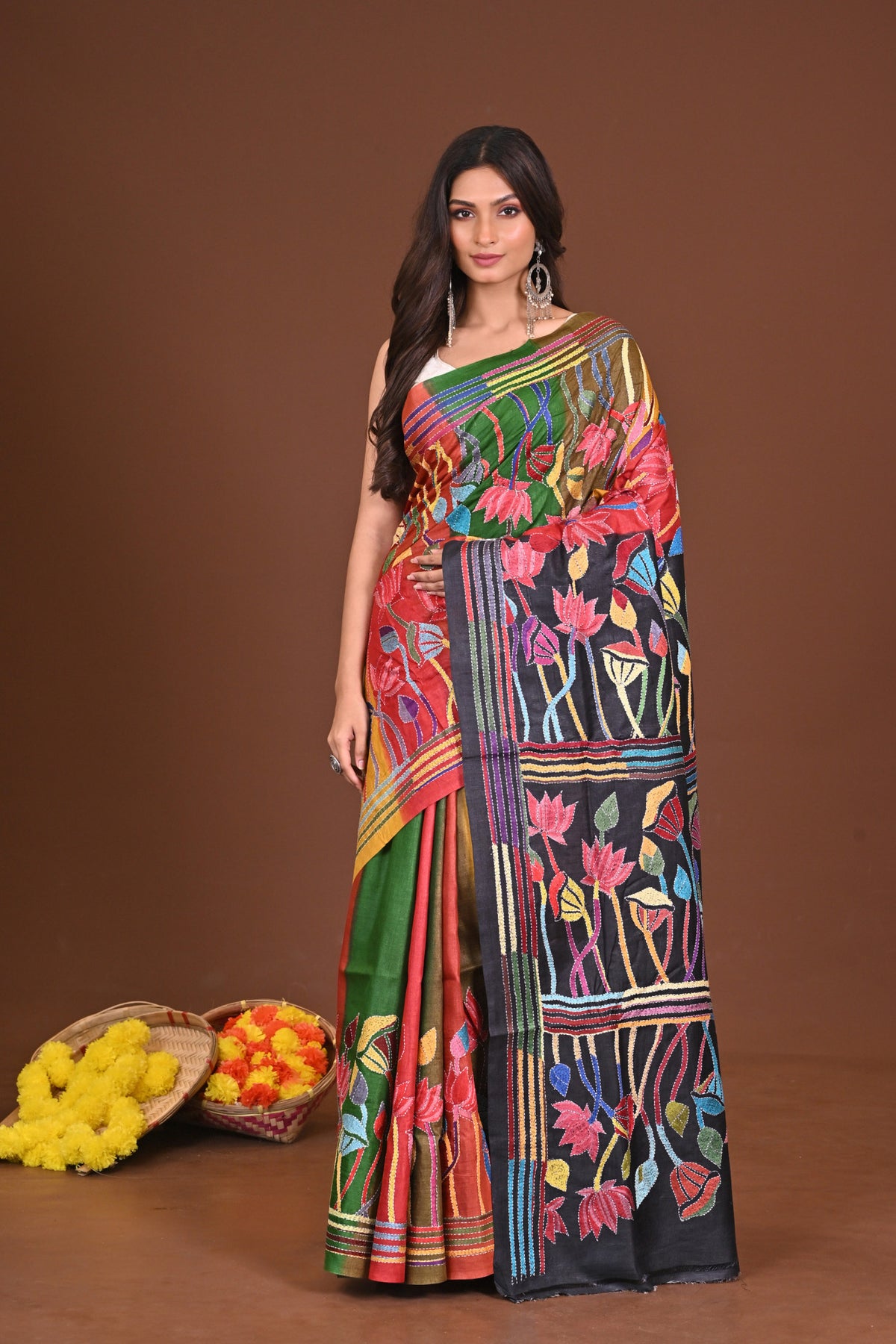 RONGBHOOMI GACHI SILK KANTHA SAREE