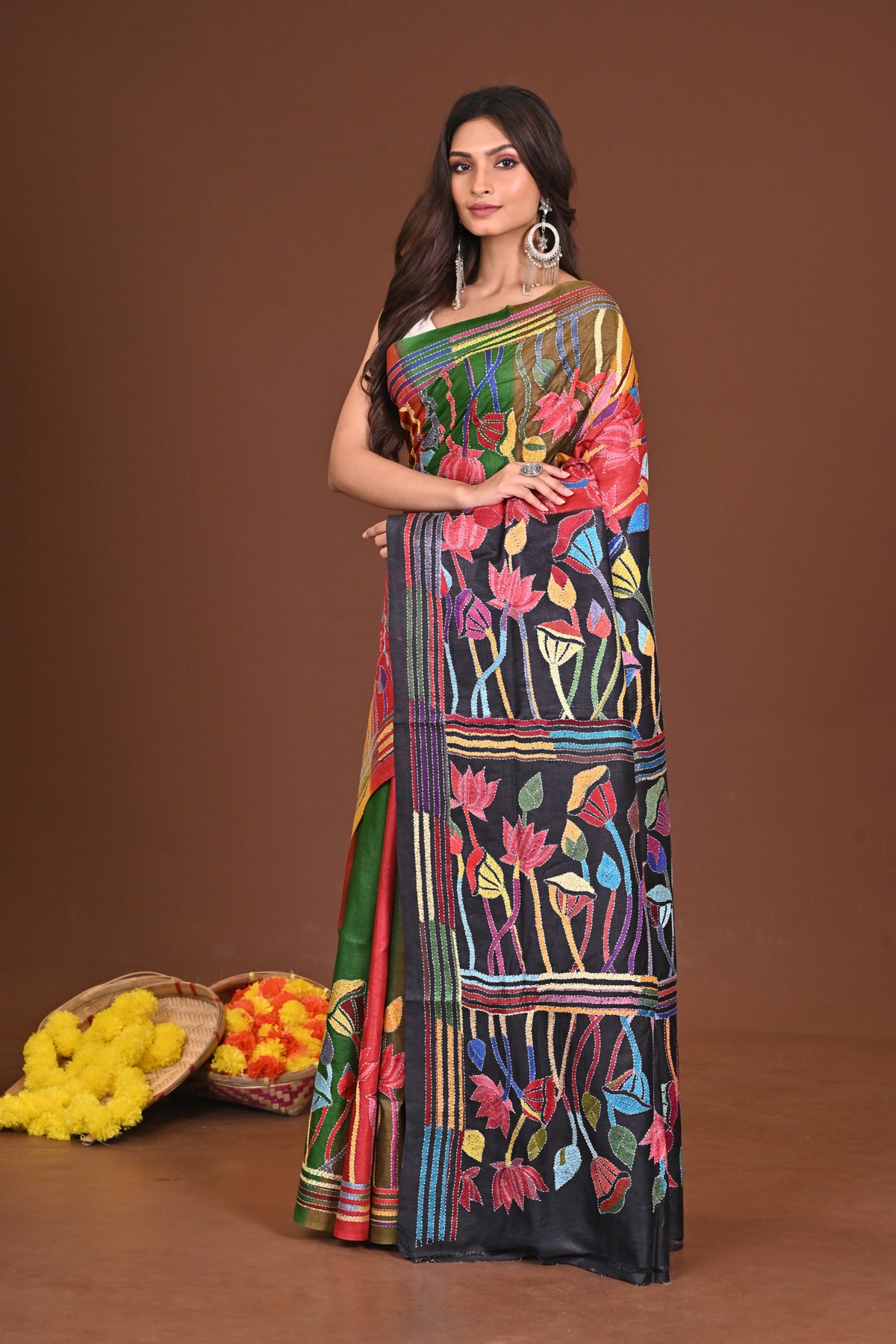 RONGBHOOMI GACHI SILK KANTHA SAREE