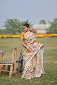 Pure Silk Kantha Stitch Saree
