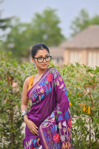 Pure Silk Kantha Stitch Saree