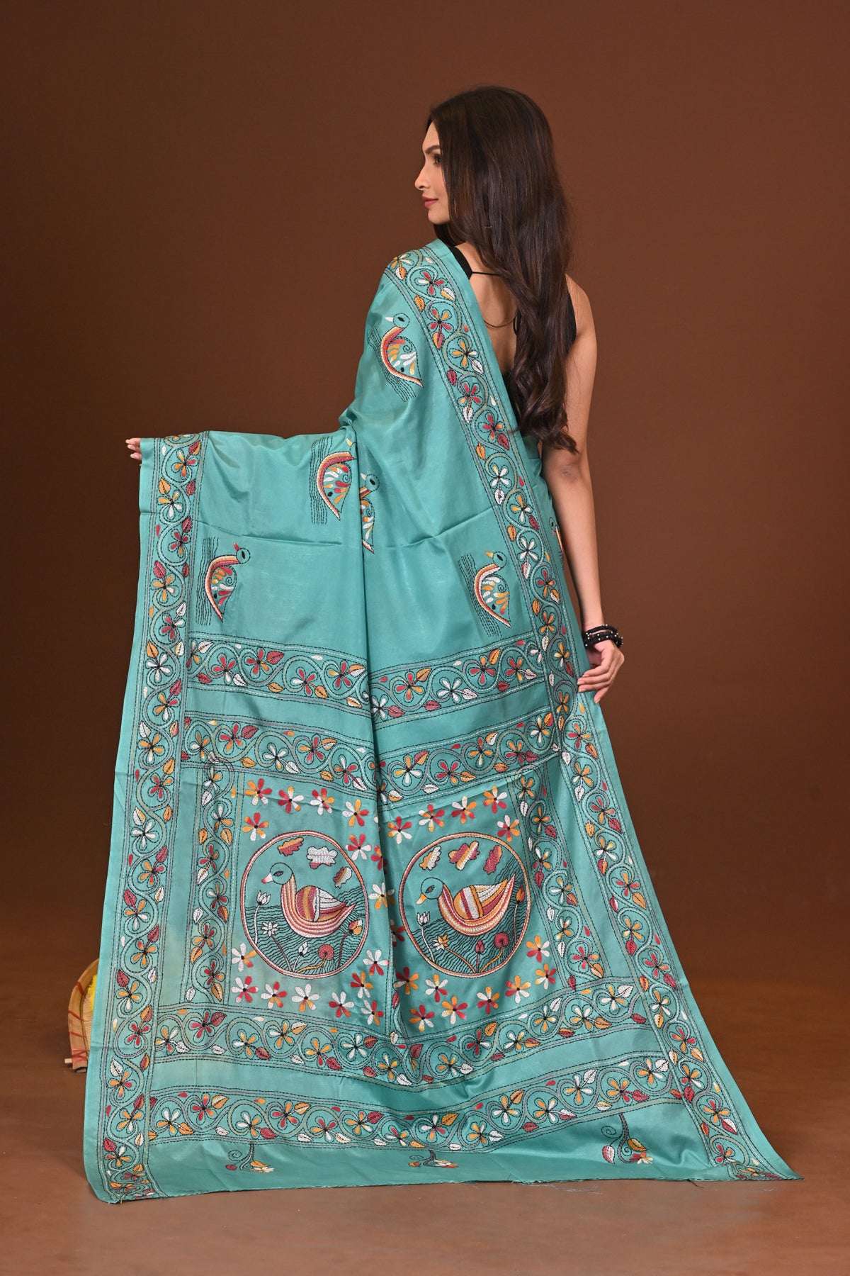 SAPTAPARNA BLENDED SILK KANTHA SAREE