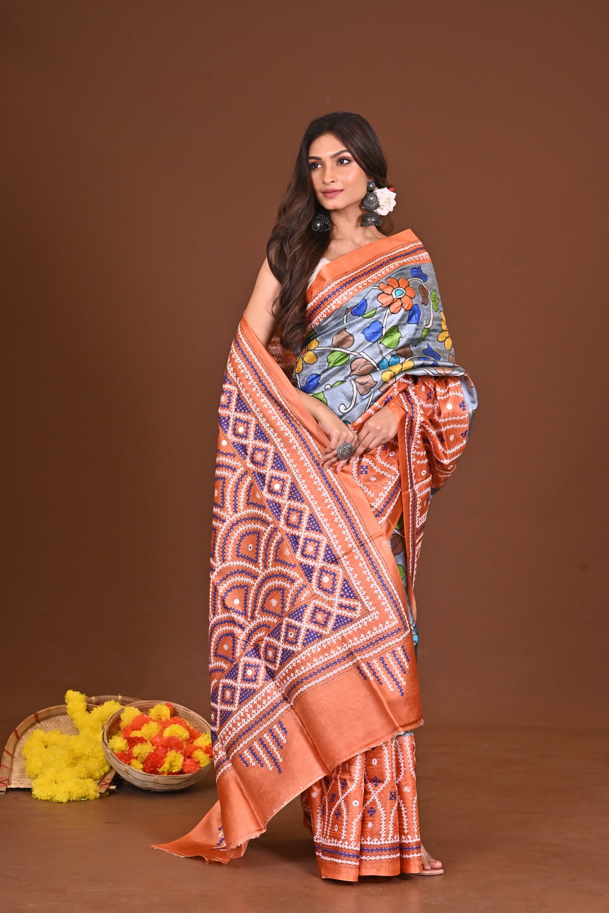 SAPTARANGSAAJ TUSSAR FUSION KANTHA SAREE