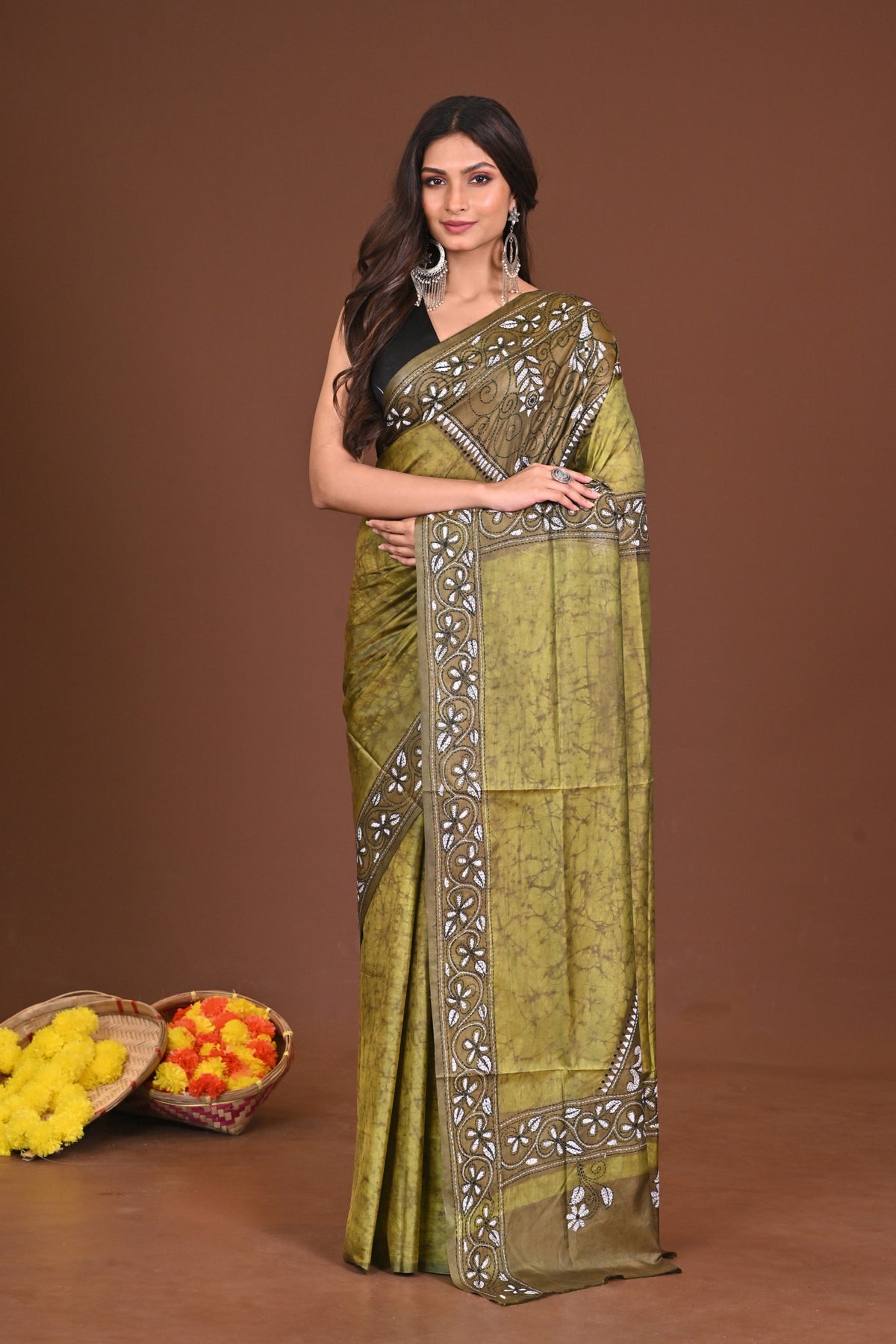 SHARODIYA BLENDED SILK KANTHA SAREE