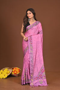 SHARODIYASROT BLENDED SILK KANTHA SAREE