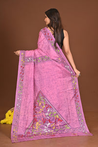 SHARODIYASROT BLENDED SILK KANTHA SAREE