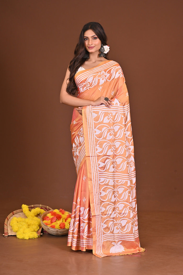 SHARODKOMOLIKA BLENDED SILK KANTHA SAREE