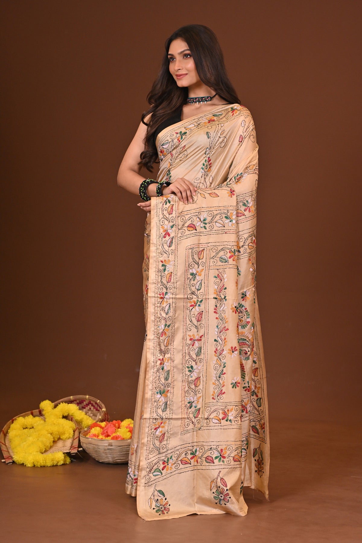 SHARODSHREE BLENDED SILK KANTHA SAREE
