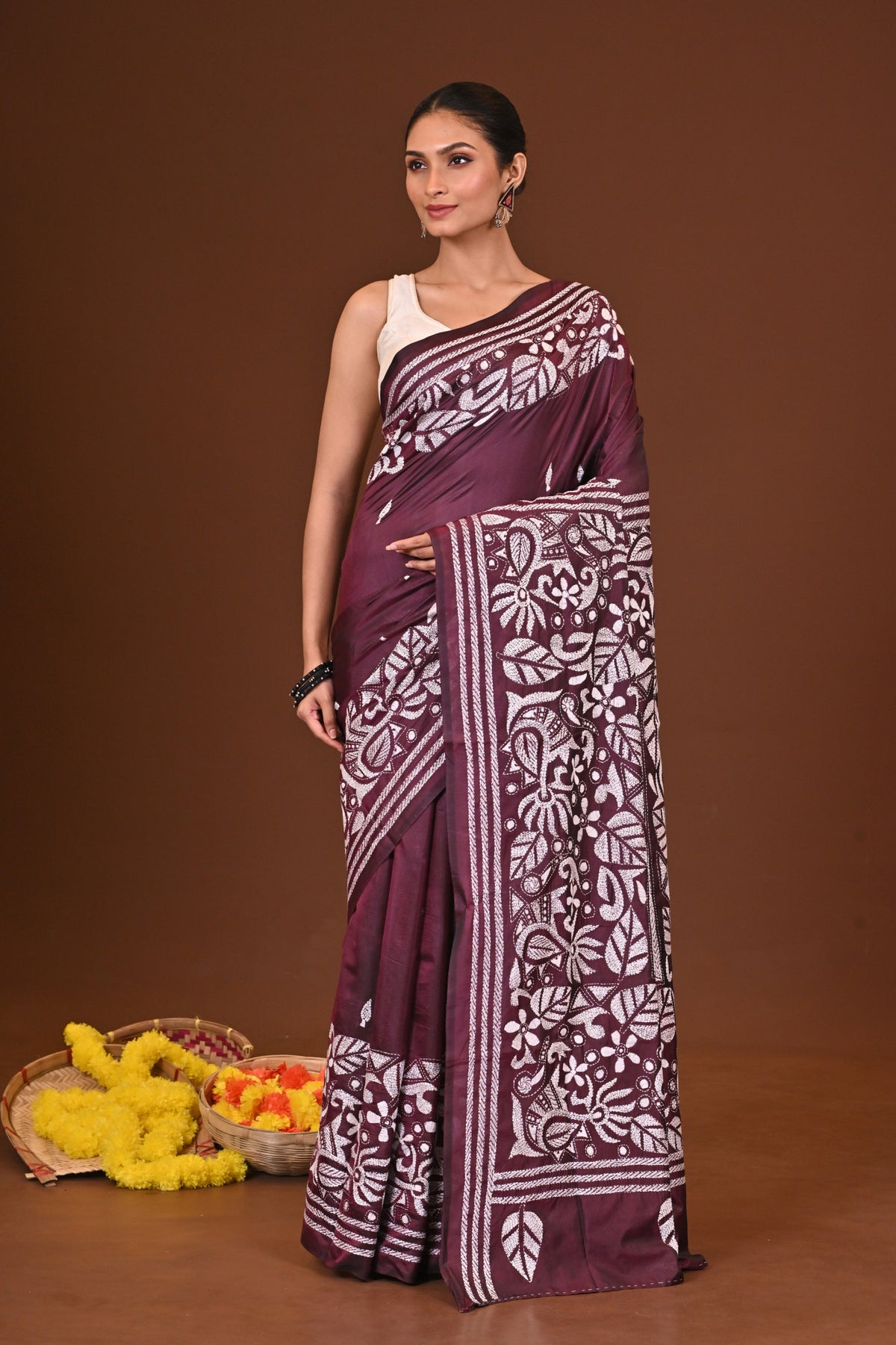 SHARODSHIULI BLENDED SILK KANTHA SAREE