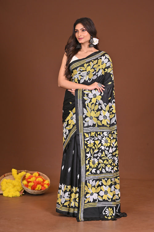 SHYAMSHAKTI BLENDED SILK KANTHA SAREE