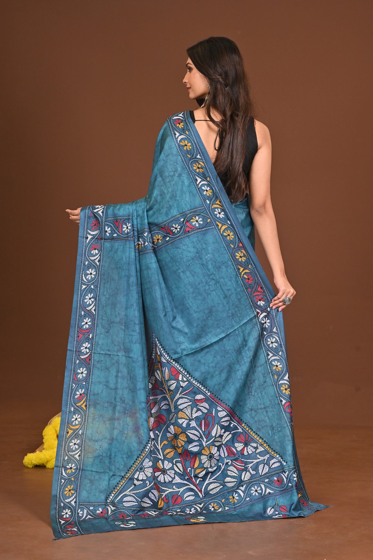 SHYAMAANURAGI BLENDED SILK KANTHA SAREE