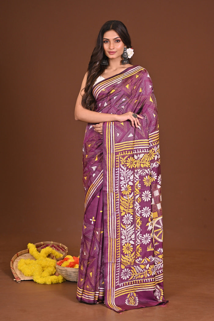 SMRITI BLENDED SILK KANTHA SAREE