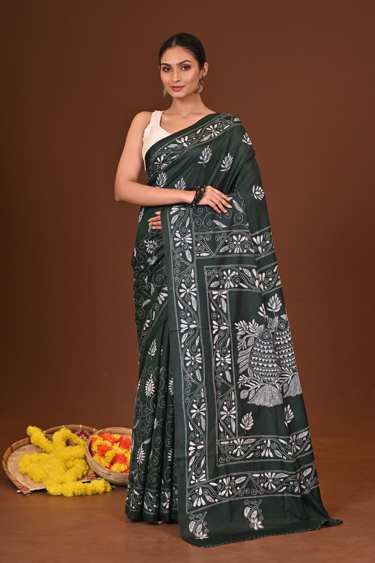 SHYAMOLI BLENDED SILK KANTHA SAREE