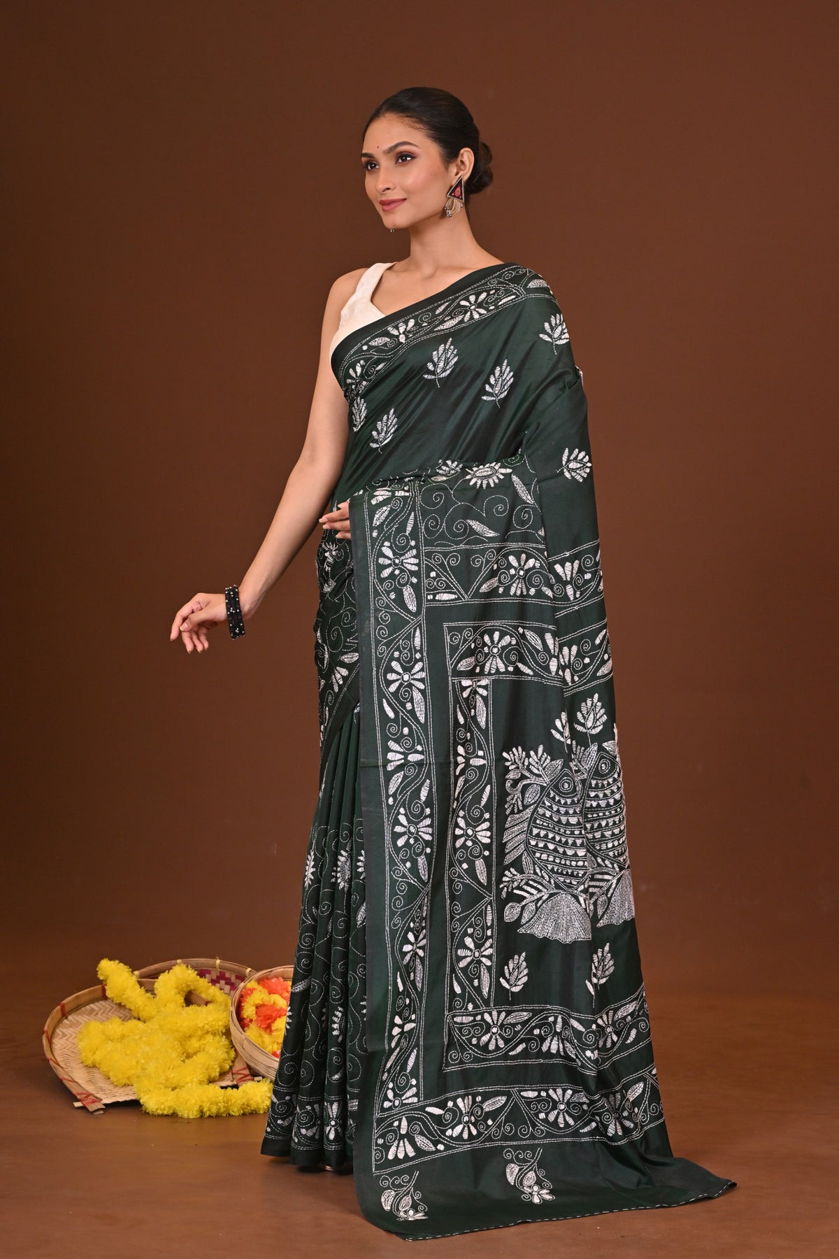 SHYAMOLI BLENDED SILK KANTHA SAREE