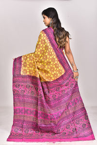 SILK BLOCK KANTHA SAREE