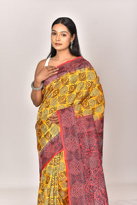 SILK BLOCK KANTHA SAREE