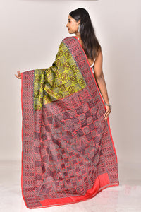 SILK BLOCK KANTHA SAREE