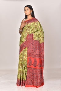 SILK BLOCK KANTHA SAREE