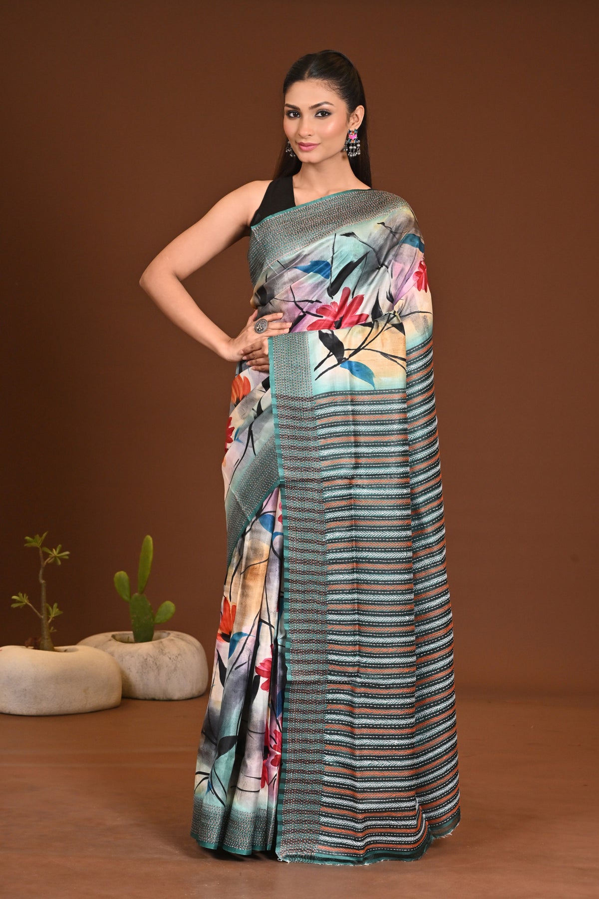 SILK JALCHURI HAND PRINT KANTHA SAREE