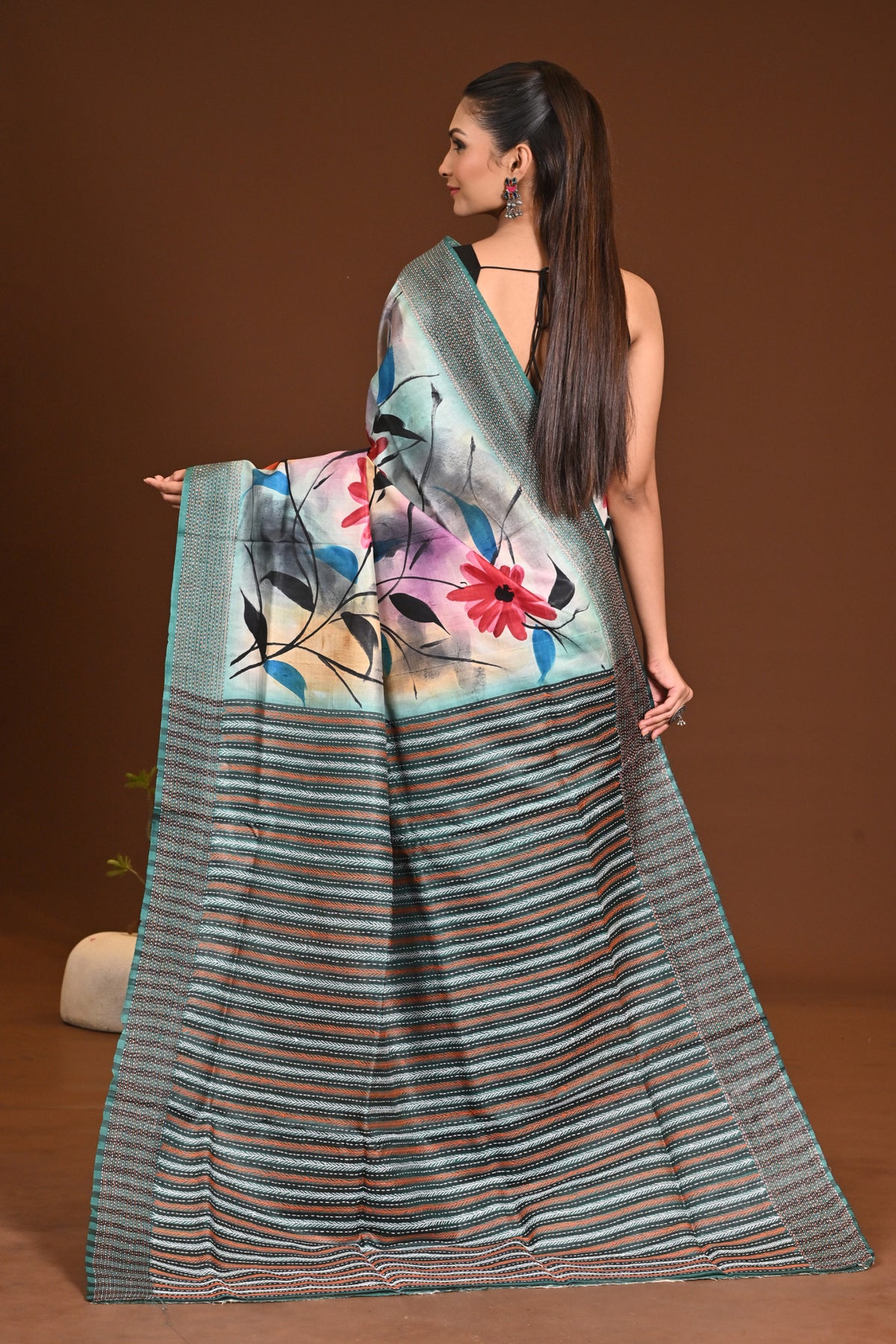 SILK JALCHURI HAND PRINT KANTHA SAREE