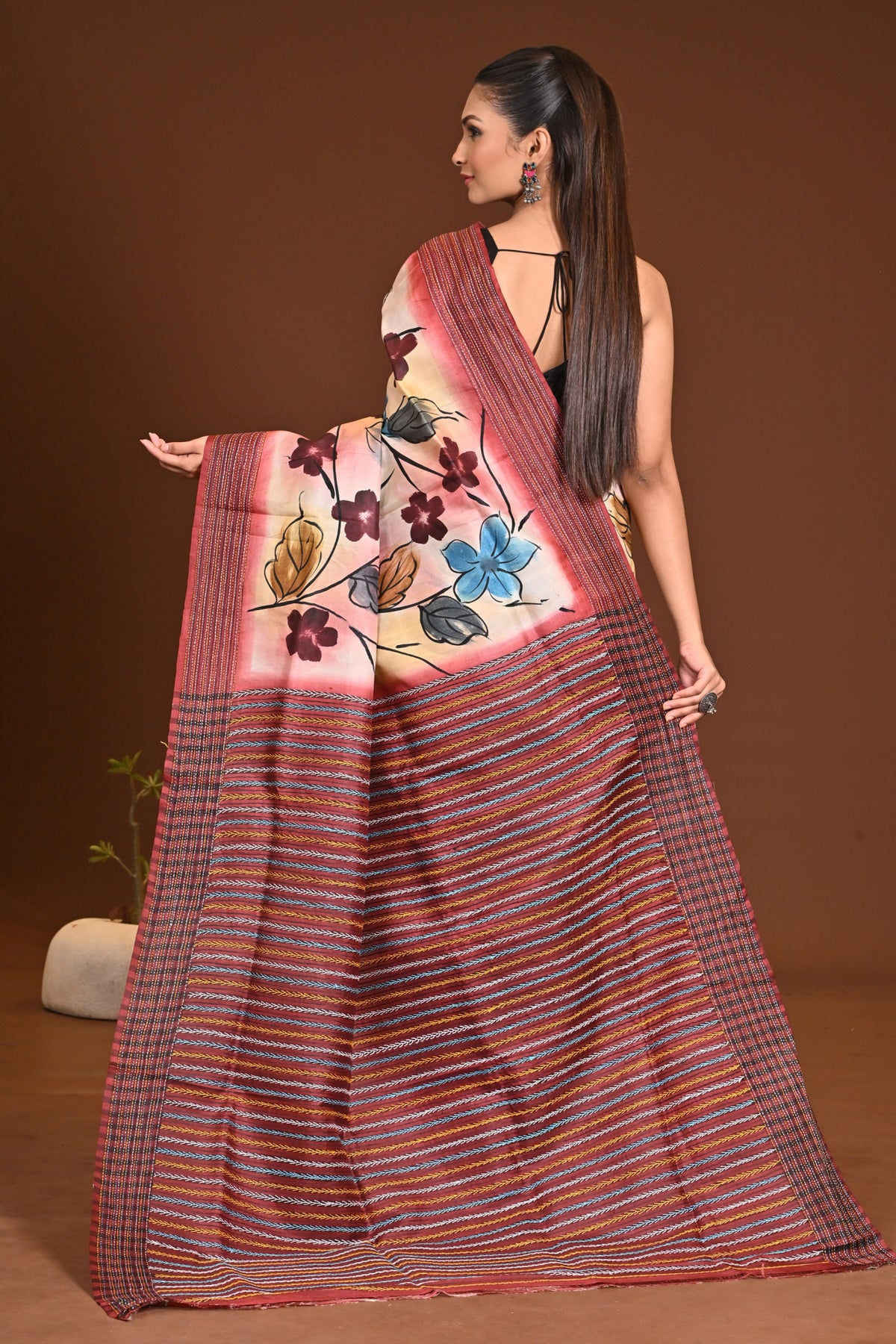 SILK JALCHURI HAND PRINT KANTHA SAREE
