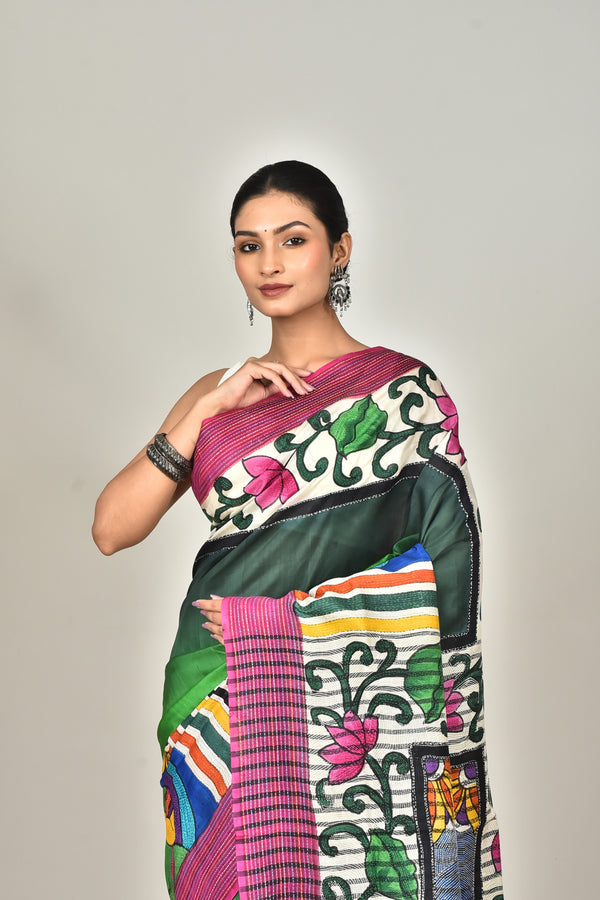 SILK JALCHURI HANDPRINT SAREE