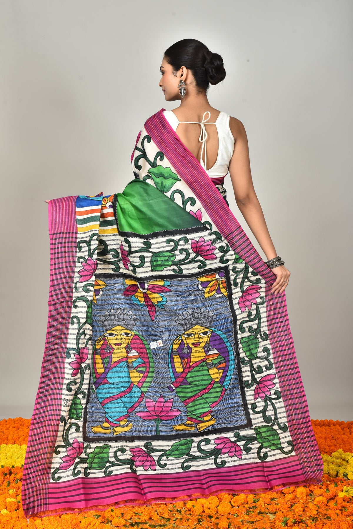 SILK JALCHURI HANDPRINT SAREE